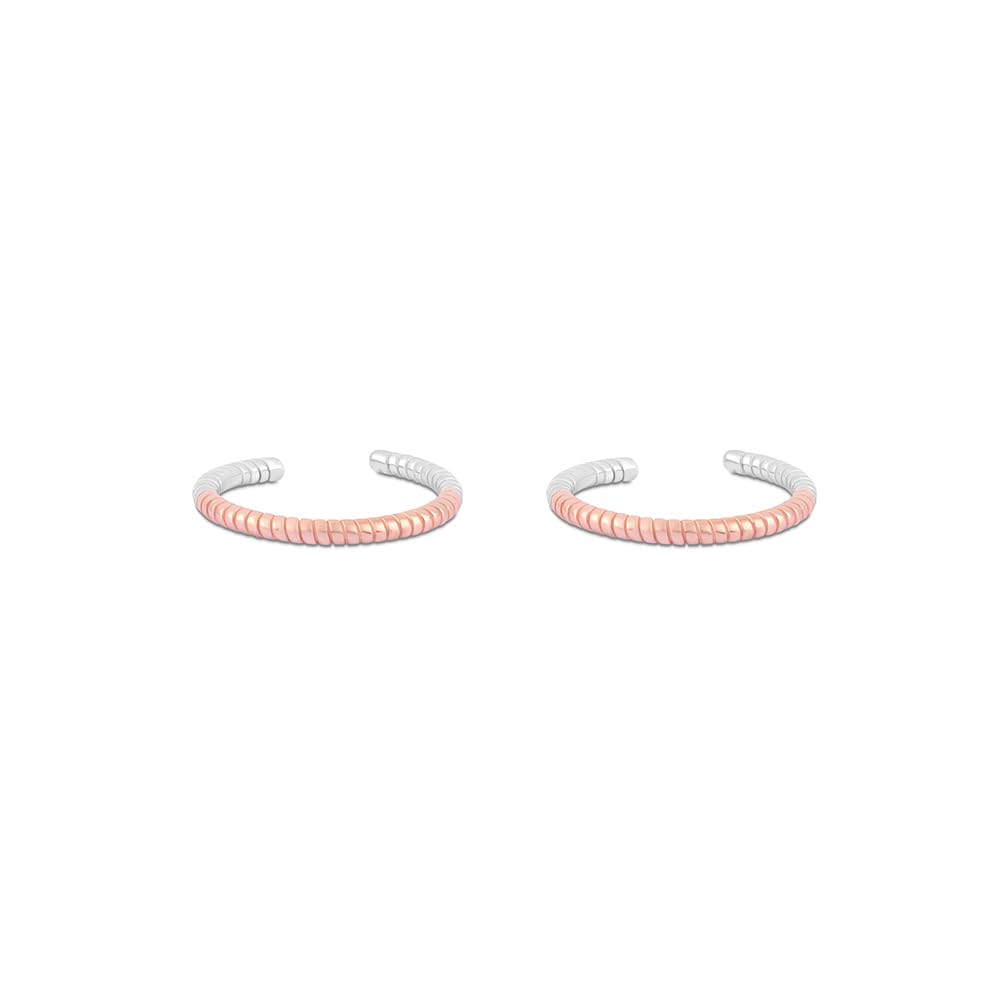 touch925 Dual Tone Adjustable Silver Toe Rings with Rose Gold and Silver Textured Design | Unique Open Band Foot Jewelry for Women & Girls | Elegant Traditional and Modern Gift Accessory-picture-12