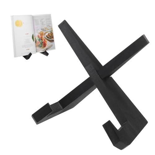 STOBAZA Rustic Wooden Cookbook Holder Reading Stand for Desk and Kitchen Space Saving Display Rack for Cookbooks Tablets and Vinyls Reduces Neck Strain