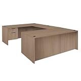 Regency Legacy 71 x 35 in. U Desk with Double Pedestal & 47 in. Bridge- Noble Oak