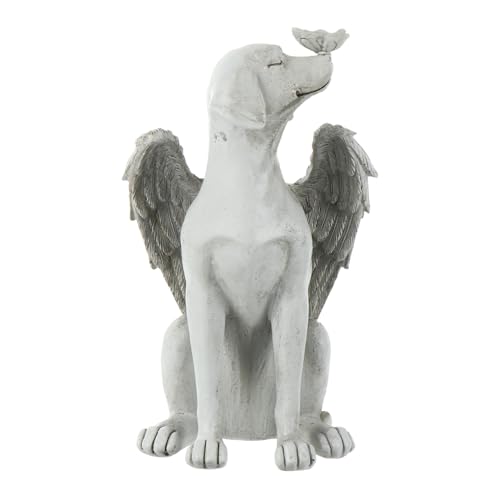 DINHEAROM Estatua Conmemorativa de Perro Ángel de Resina Figura para Jardín y Tumba Homenaje Mascotas Queridas Diseño Realista y Duradero para Exteriores Interiores