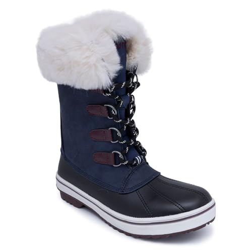 Nautica Women's Lace-Up Winter Snow & Rain Boots - Water-Resistant Insulated Boots with Cozy Faux Fur Lining for Warmth and Comfort-Glenoak-Peacoat Size-6