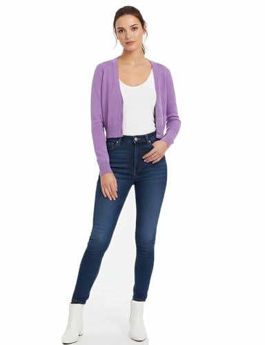 Image of Allsense Women's Cropped Bolero Shrug Cardigan | 3 /4 Sleeve, Button Down, Lightweight Knit Sweater