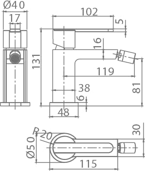 MICE - Rubinetto monocomando in ottone per bidet - Rubinetteria WC - Rubinetteria bagno di bide - Rubinetto Igienico per acqua fredda/calda oro rosa spazzolato BDR001-2ORC