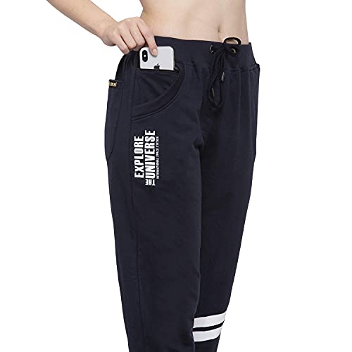 Image of UZARUS Women's Cotton Slim Fit Joggers Track Pants with 2 Zippered Pockets
