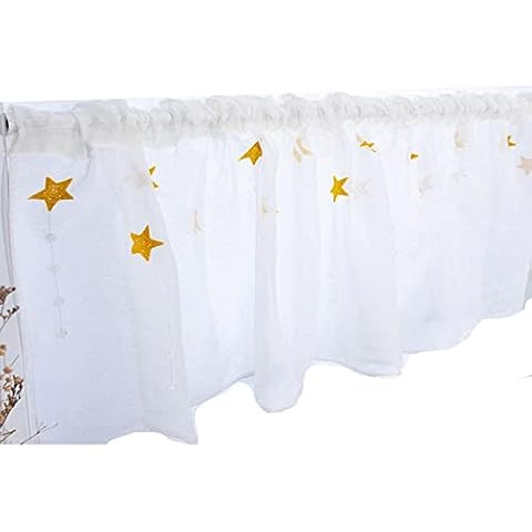 GIVBRO Stars Embroidery Kitchen Half Curtain Cover