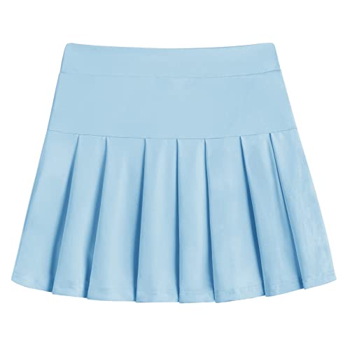 Arshiner Girls Girls Active Skort High Waist Pleated Tennis Skirt With Shorts Pocket Running Casual (Light Blue, 10-11 Years) #TOP6