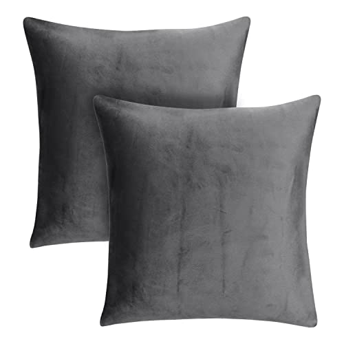Knotting Home Pack of 5 Velvet Decorative Throw Pillow Covers Soft Solid Square Cushion Cover Pillow Decor, Grey, 12 x 12 inches 30 x 30 cm