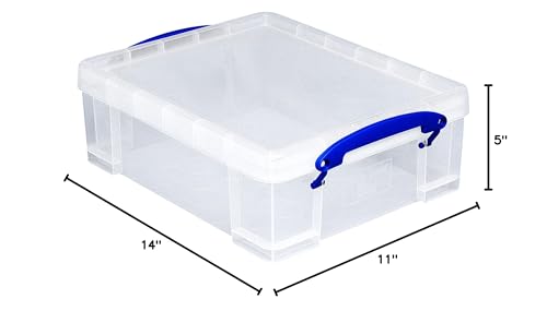 Image of Really Useful Box 2 Pack Storage Bins, Clear Plastic Stackable Organizing Totes, 8.1 Liter