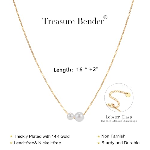 Gold Pearl Necklaces for Women Trendy 14k Gold Plated Dainty Necklace Simple Pearl Drop Single Charm Pendant Necklace Women's Jewelry Best Friend Birthday Gifts Gold Jewelry for Women3