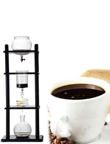 Genérico Cafetera de goteo vertical for café helado con base de madera y recipiente de vidrio for 5-8 tazas, gran capacidad for uso comercial y de oficina.