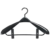 サワフジ 洋服ハンガー スーツハンガークリップ付M ブラック 幅423mm 日本製 型くずれ防止 制服 スカート スラックス パンツ すべり止め付 NFC-42
