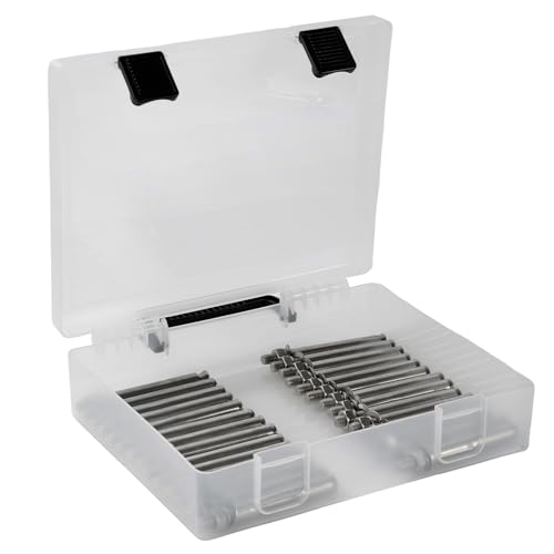 Image of OffiXymeric Plastic Storage Bin with Clear Lid and Removable Tray, Perfect for Craft Supplies, Art Tools,Beads, Stackable Organizer with Portable Handle, Durable Design for Home or Office Use (Black)