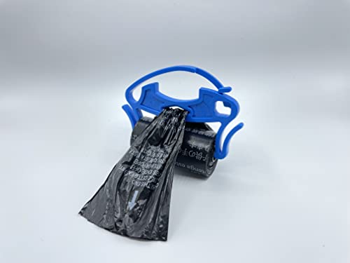 Image of Ultra Slim Bag Holder For Leash-One-Handed Operation- Keeps Rolls Secure Without Unrolling-Double Bag Hooks For Full Bags- Includes (1) Roll of Dog Waste Bags (1 Pack, Black)