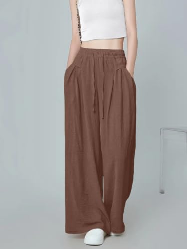 Image of GRECIILOOKS High Waist Polycotton Trousers for Women - Flared Parachute Pants with Side Pockets | Casual Travel Cargo Pants (Available in Plus Size and Value Pack)