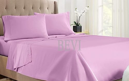 Image of BEVI - Home Premium Solid Plain Double Bedsheet with 2 Pillow Covers 300 TC Microfiber for Double Bed | Size (90 inch x 95 inch) Pink