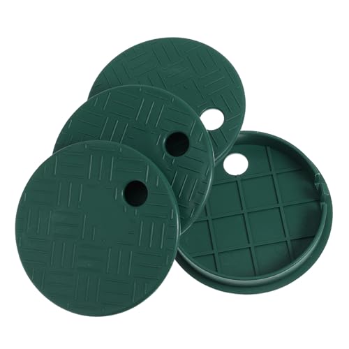 Lurrose Tapa Redonda 6 Pulgadas para Caja de Válvulas de Riego, Verde, Juego de 4 Unidades, Protección para Sistema de Agua Exterior en Jardines