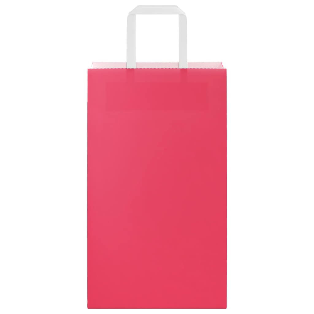 MBDRKVGF Lot de 250 sacs en papier kraft rose avec anses 21 x 11 x 36 cm