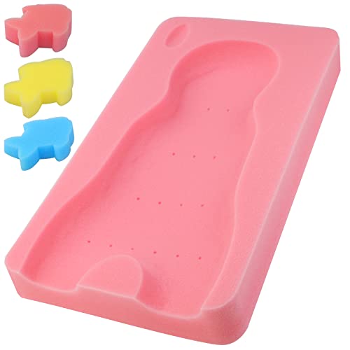 Image of KECUCO Baby Bath Cushion - Infant Bath Mat with Foam, Odor Free (Pink)