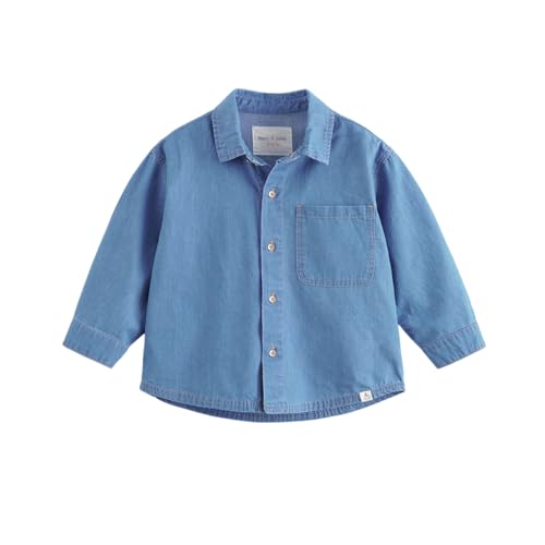 marc & janie Boys Versatile Cotton Denim Shirt Soft Durable Casual Tops 250106