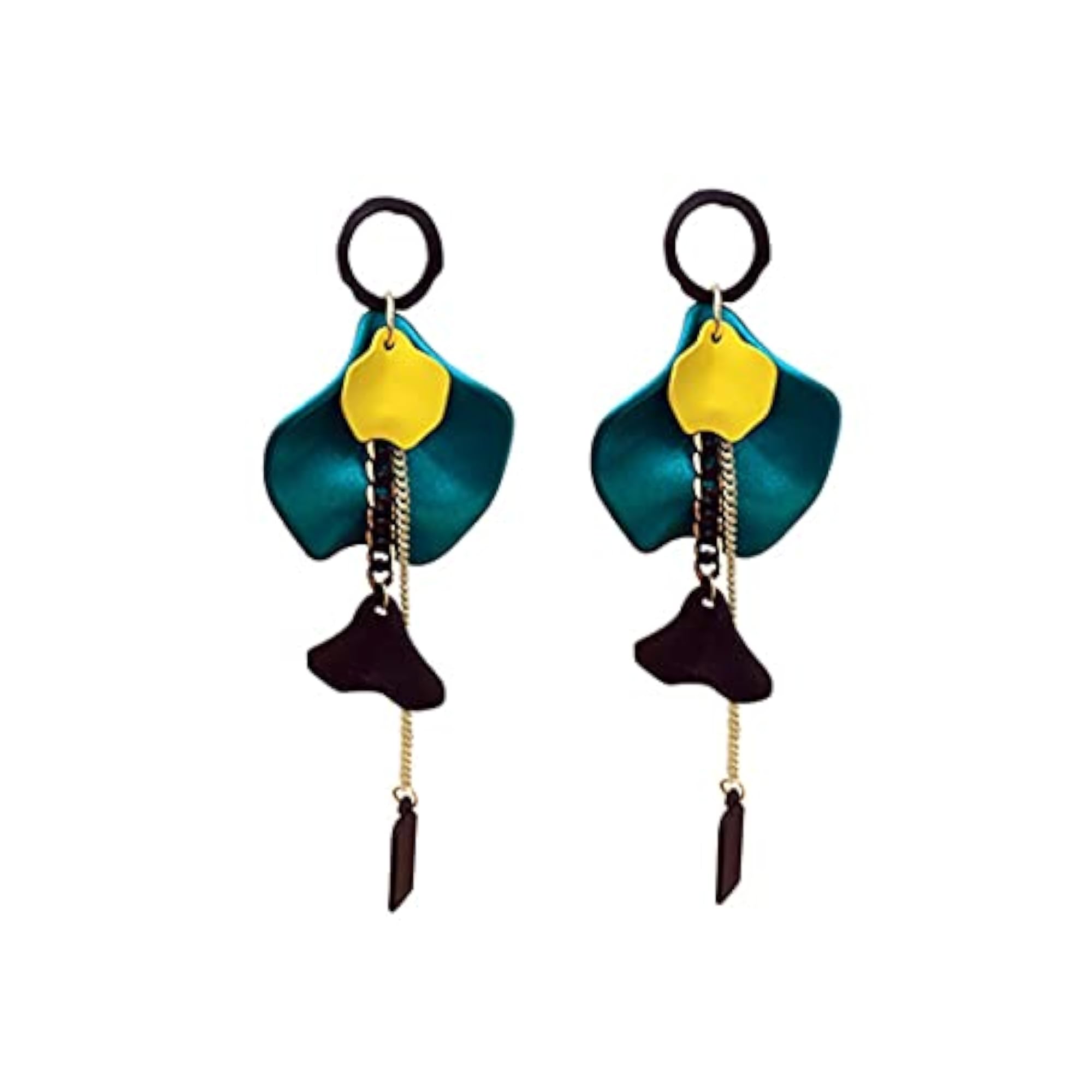 Women's Elegant Flower Petal Design Drop Earrings, Chic Style
