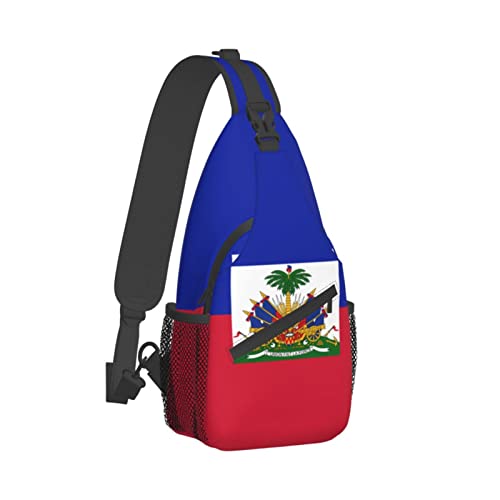 Mochila tipo bandolera unisex con bandera de Haití miniatura 3
