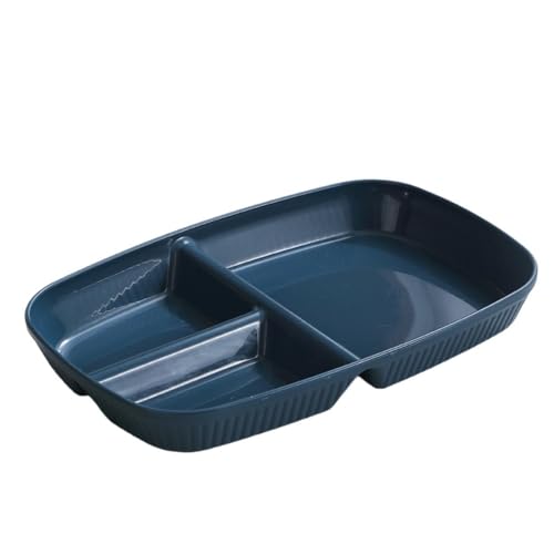 BRZU 落下防止ランチプレート、サラダプレート、仕切り付きディナープレート、壊れにくい、積み重ねてスペースを節約、食堂用食器、麦わらフードトレイ、お手入れ簡単、電子レンジと食器洗い機で子供と大人に安全 (10 枚) (ダークブルー(10個))