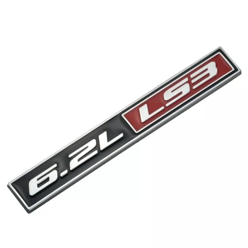 Image of Pair Set 6.2L LS3 Engine Emblem Badge Sticker 3D Nameplate Replacement for Universal Cars (Chrome Black Red)