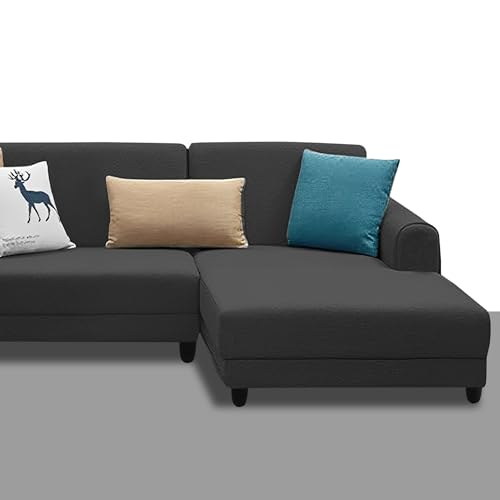 Image of Kraven RHS 4 Seater L Shape Sofa Set for Living Room (Black Fabric) Premium Fabric Sofa