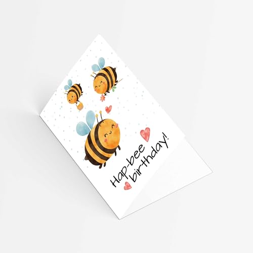 FORYOU24 Glückwunschkarte zum Geburtstag mit Umschlag Geburtstagskarte Grußkarte Karte mit Motiv Hap-bee birthday Mann Frau (KT_125)