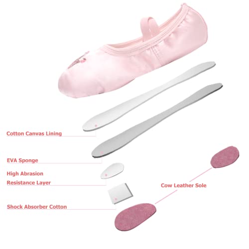 TRIPLE DEER Ballet Shoes for Girls, Satin Dance Practice Slippers Split Soft Leather Flat Sole Yoga Gymnastics Shoes (Toddler/Little/Big Kid)4