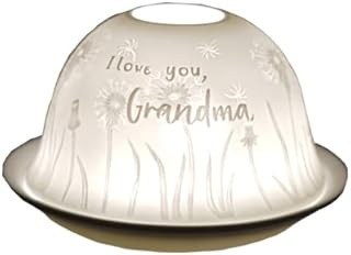 Cello Porcelain Tealight Holder Dome, I love You Grandma Design, A stunning candle holder projecting a 3D image or loving message. Suitable to be used with scented and unscented tealights.