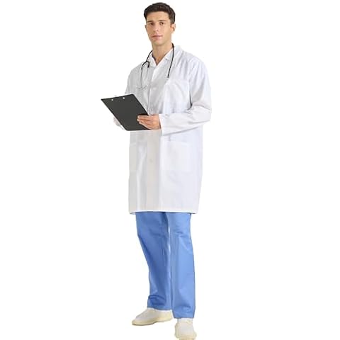 MISEMIYA - fartuch laboratoryjny fartuch lekarski unisex 8167, biały, XL