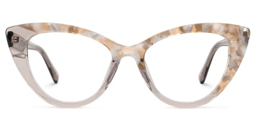 Image of VOOGLAM Cat Eye Style Oversized Glasses Frames for Women, Patchwork Anti-blue Light Anti Glare Glasses-7703