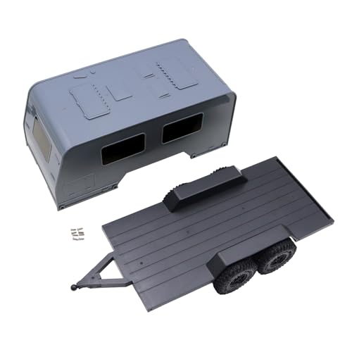 XinGeeek RC Camper Trailer with Hitch,Trailer with Shell for Traxxas 1/18 TRX4M RC Crawler Upgrade (Gray)