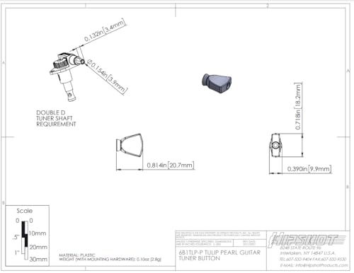 MINHTOANBV Set of (6) D04 Tulip Plastic Guitar Tuner Buttons, Pearl 6B1T-P