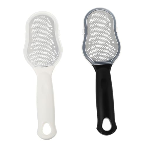 BAZEITFLOW 2 piezas Herramientas para Cuidado de Pies Acero Inoxidable con Tapa Doble Cara para Pedicura Profesional Elimina Muerta y Durezas Compacto y Seguro para Doméstico