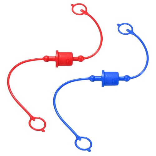 Image of HARFINGTON 2Sets 1 /2 Hydraulic Hose Dust Cap and Plug Kit, ISO-A Male Dust Cap & Female Plug Cover Quick Disconnects Air Coupler Cover Port Plug Fittings with Retention Ring, Red /Blue