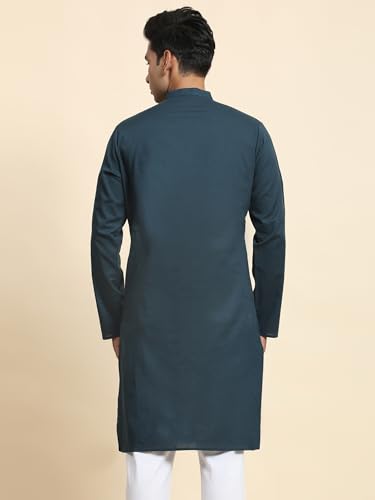 Image of Amazon Brand - Anarva Men's Cotton Solid Dress Long Kurta Regular Fit Casual
