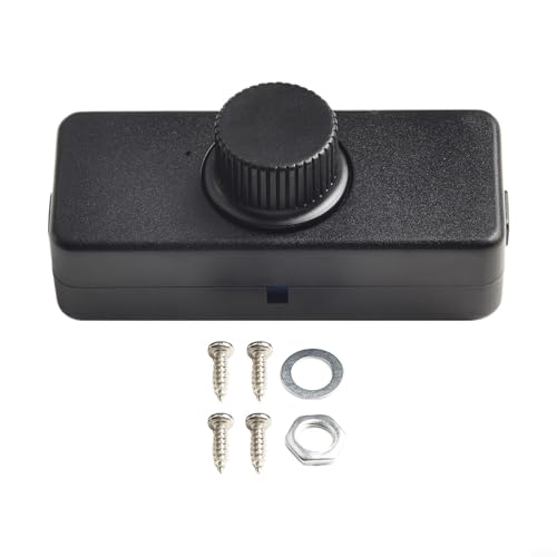 Inline Lamp Switch, Rotary Inline Dimmer Switch, 220-240V ON/Off Knob Control Tool for LED Incandescent Halogen Bulbs(Black)