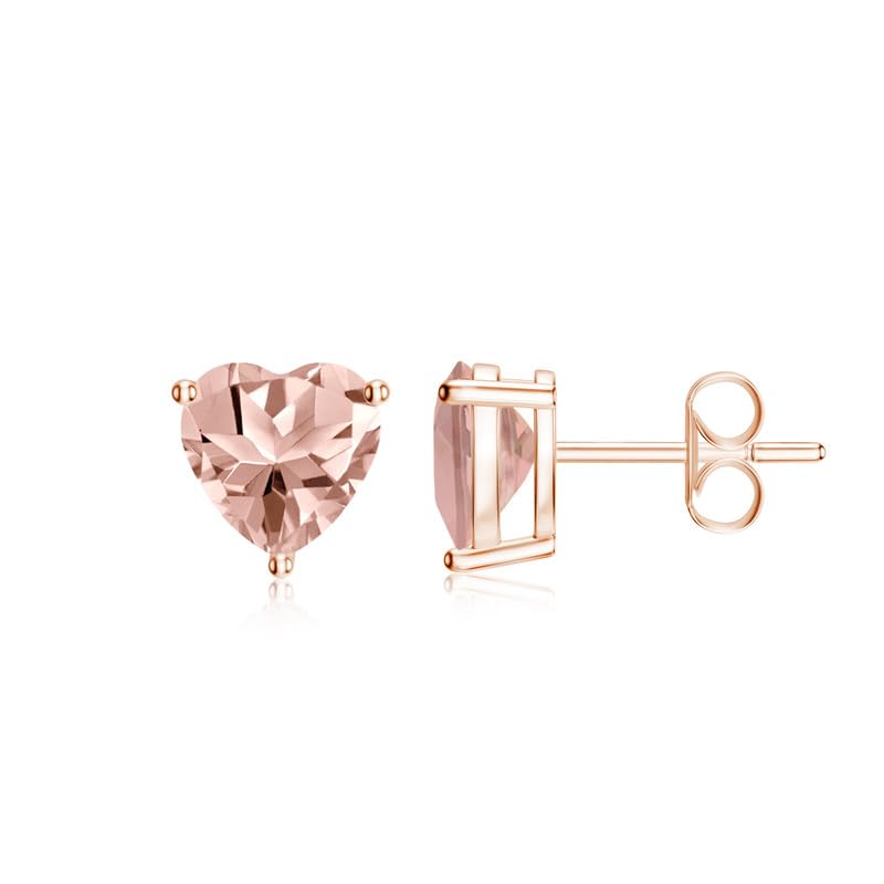 Image of Goldhartz Sterling Silver Genuine, Created or Simulated Birthstone Gemstone 7mm Heart Stud Earrings