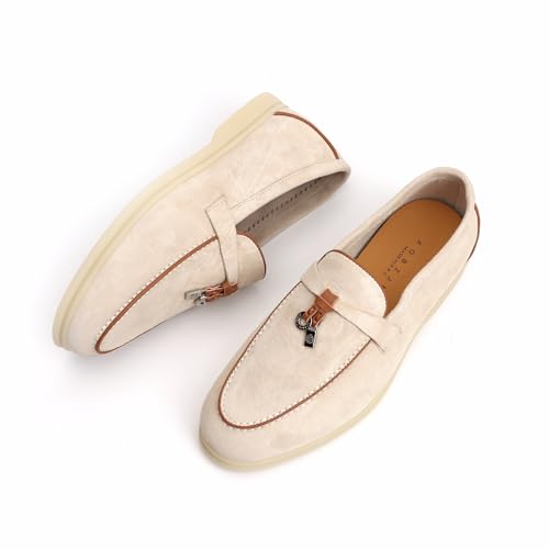 Image of XOBZJH Women's Leather Suede Loafers Flats - Slip-On Penny Loafers with Soft, Comfortable Driving & Dress Shoes for Casual Office Work All Day