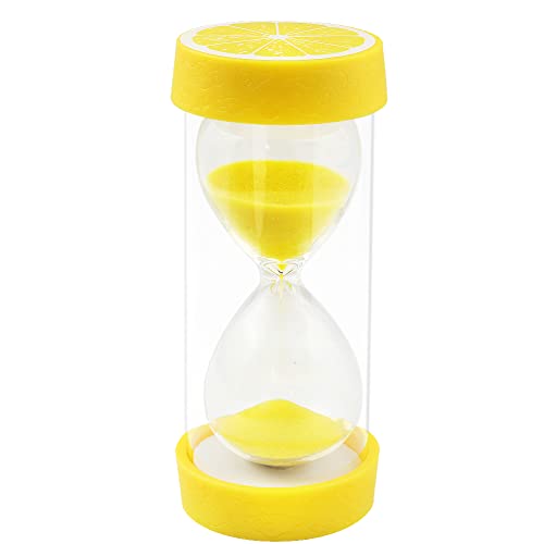 Clessidra per frutta, timer per sabbia, misure di sicurezza, colorato, trasparente, con base protettiva, per casa, scrivania, cucina, conto alla rovescia, regalo di Natale (limone, 60 minuti)