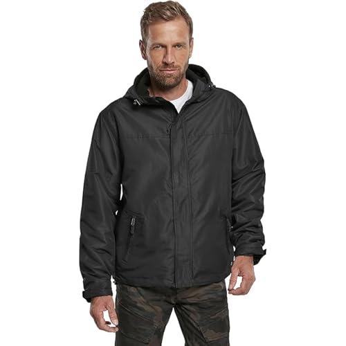 Individual Wear Men's Fleece-Lined Full Zip Windbreaker - Weather-Resistant Casual Outdoor Jacket w/Adjustable Hood, Black, 3X-Large2