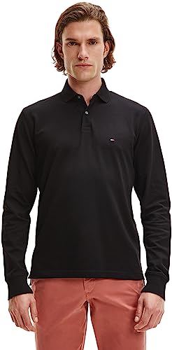 Tommy Hilfiger Herren Poloshirt Langarm Regular Fit mit Knopfleiste,...