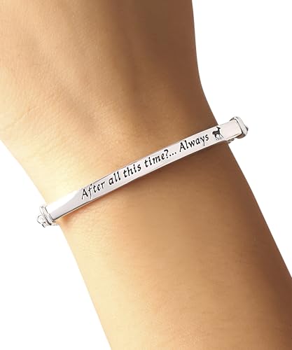 Harry Potter Snape's Love Always Bar Lariat Bracelet, Silver Plated, 8.5"2
