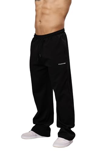 Image of FUAARK Mens Eclipse Straight Tracks Oversized Cotton Gym & Streetwear Pants
