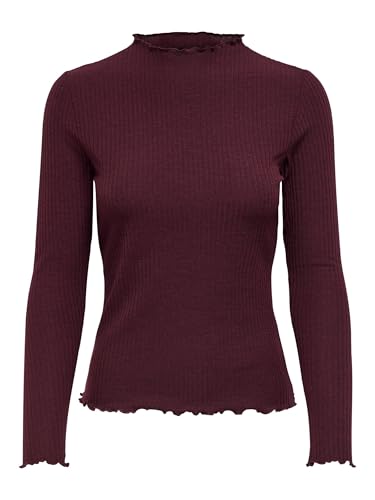 Only Camiseta de Manga Larga para Mujer Onlemma L/S de Cuello Alto Noos JRS, Marrón Madder Brown, M