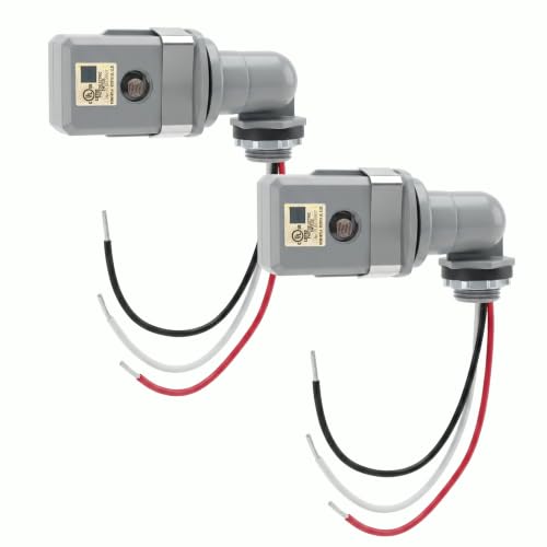 2 Pack Dusk to Dawn & Day Night Sensor Wide Voltage 120-277VAC 50/60 Hz IP65 Waterproof Swivel Mount Photocell for Yard/Parking Lot/Street