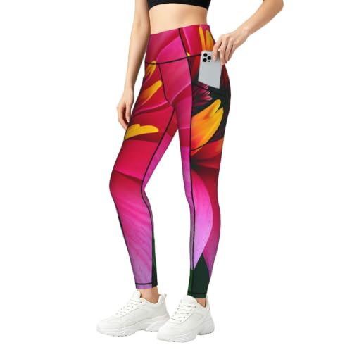 Leggings con estampado de flores hawaianas elásticos y transpirables para entrenar