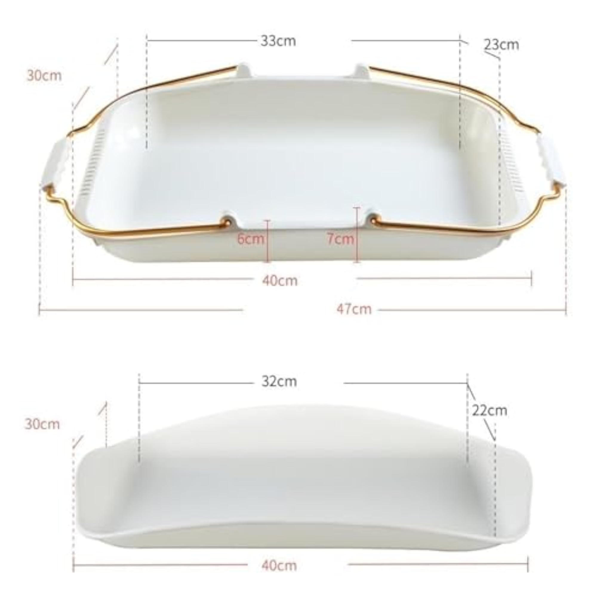Rectangular Handheld Bakery Basket with Gold Handle